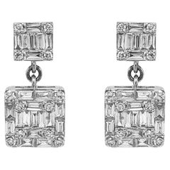 Boucles d'oreilles en or blanc avec diamants blancs de 2.16 carat