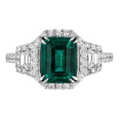 2.16 Carat Zambian Emerald Diamond Cocktail Ring