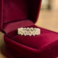 2.16 Carats F/VS1 Marquise & Round F/VS1 Diamonds X Band Ring in 18K White Gold