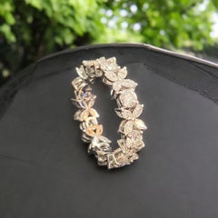 2.16 Carats Marquise Round Brilliant Cut F/VS1 Diamonds Band Ring 18K White Gold