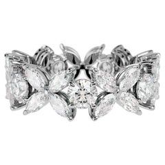2.16 Carats Marquise Round Brilliant Cut F/VS1 Diamonds Band Ring 18K White Gold