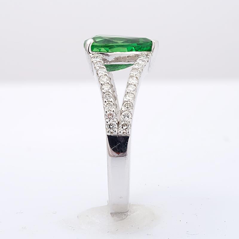 Mixed Cut 2.16 Carats Tsavorite Diamonds set in 18K White Gold Ring  For Sale
