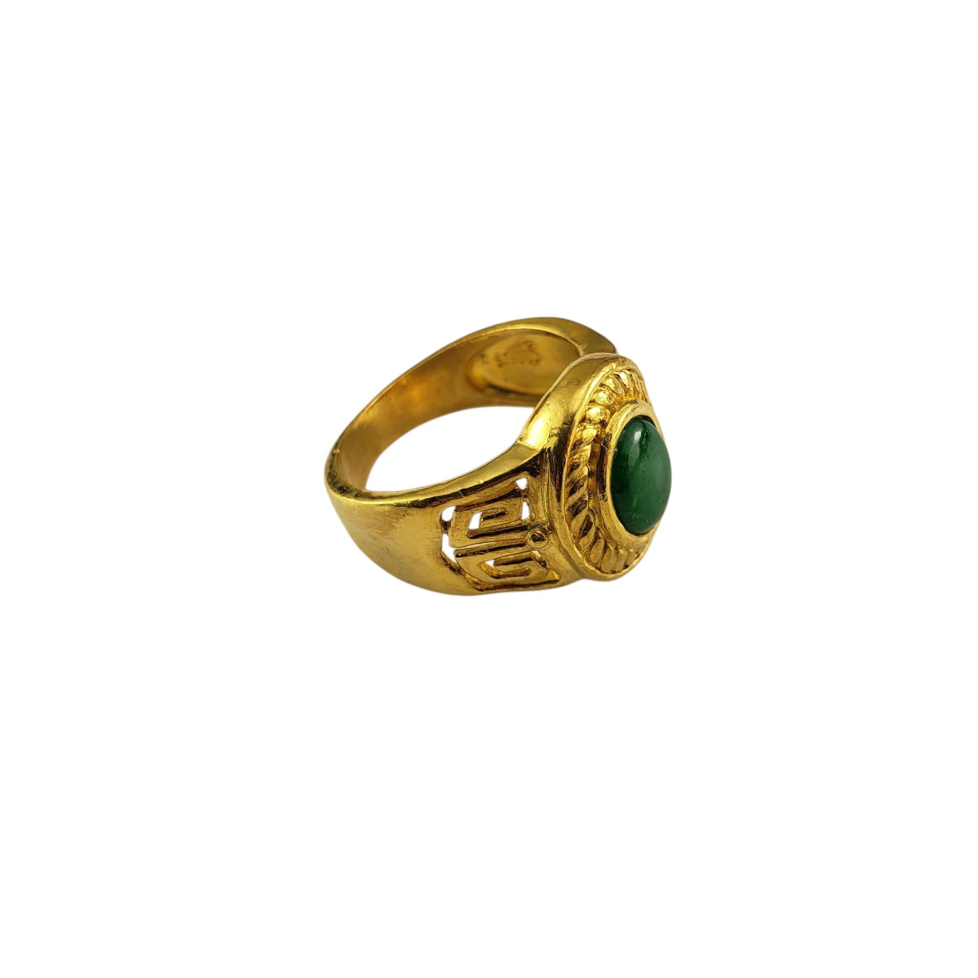 Anillo de oro amarillo de 21,6 quilates con jadeíta y diseño azteca Talla 7,5 #19593 Contemporáneo