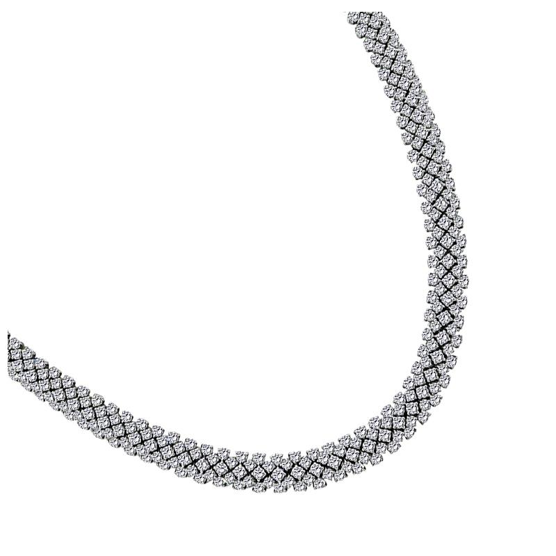 Round Cut 21.60 ct Diamond Platinum Necklace For Sale