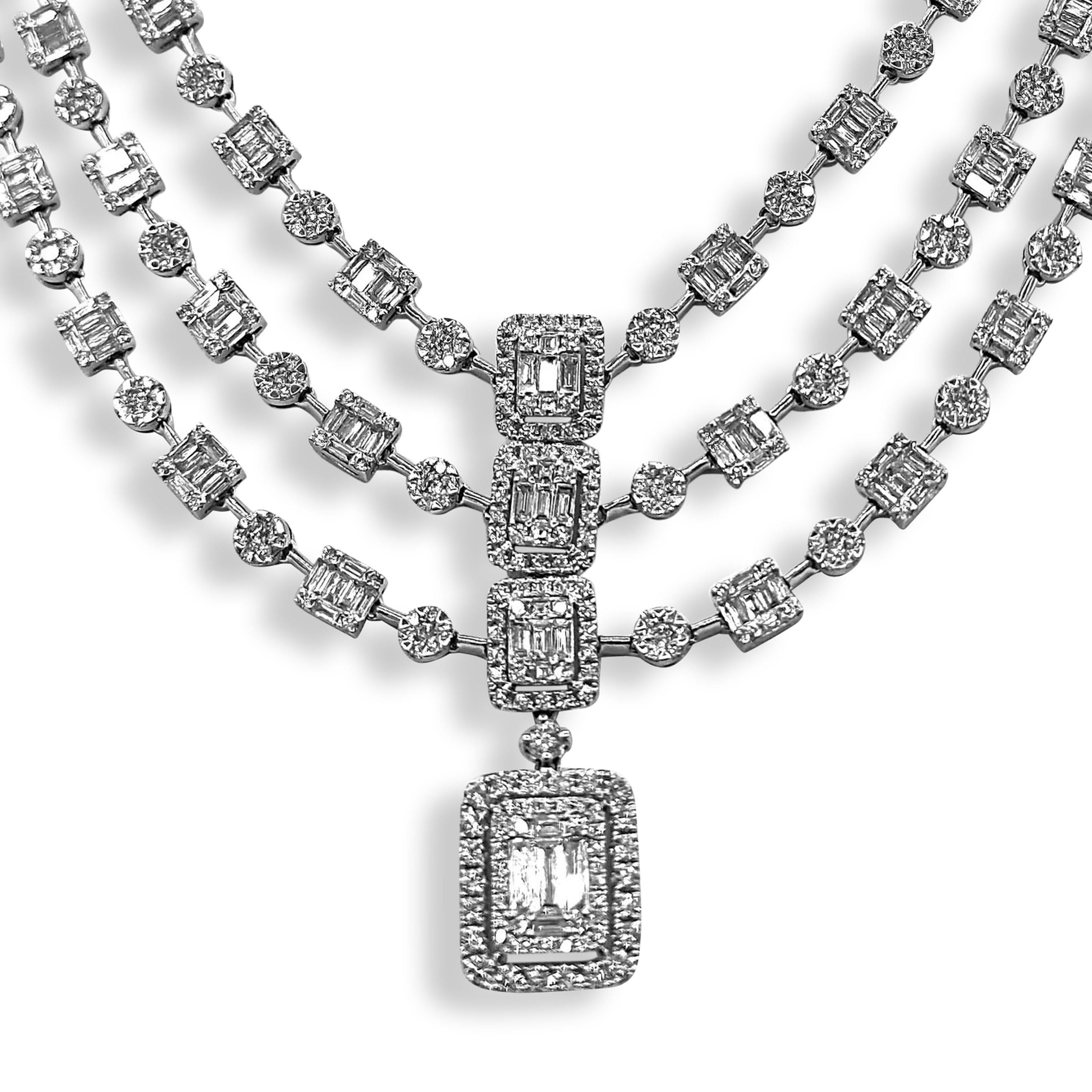21.62 Carat Diamond White Gold Necklace In New Condition For Sale In New York, NY