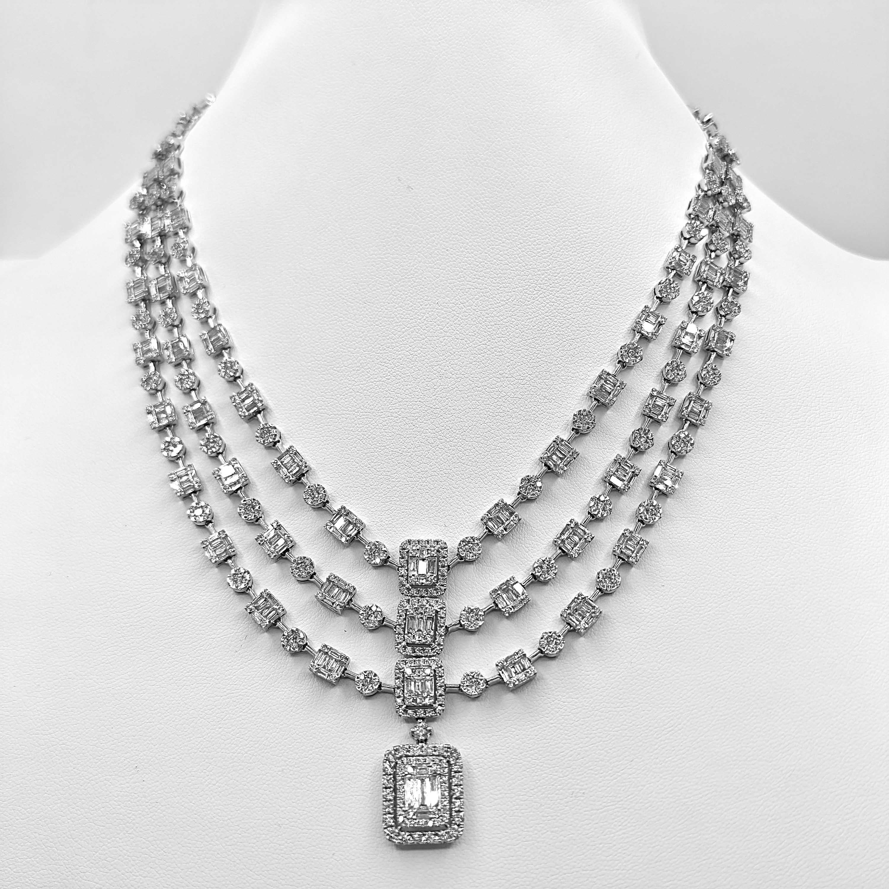 Women's 21.62 Carat Diamond White Gold Necklace For Sale
