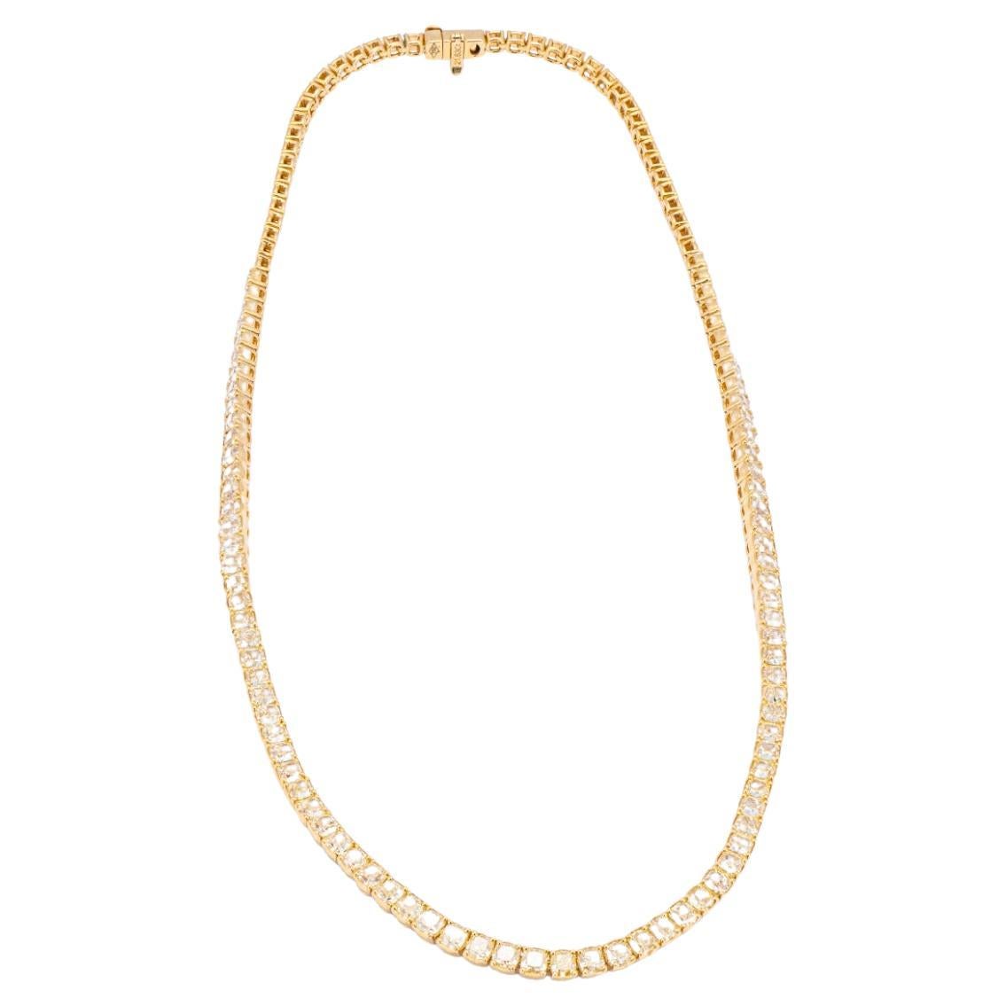 21.63ct YELLOW DIAMOND TENNIS NECKLACE 18KT