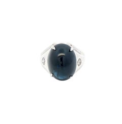 21.67 ctw Mid-Century Thai Sapphire & Diamond 14K White Gold Ring