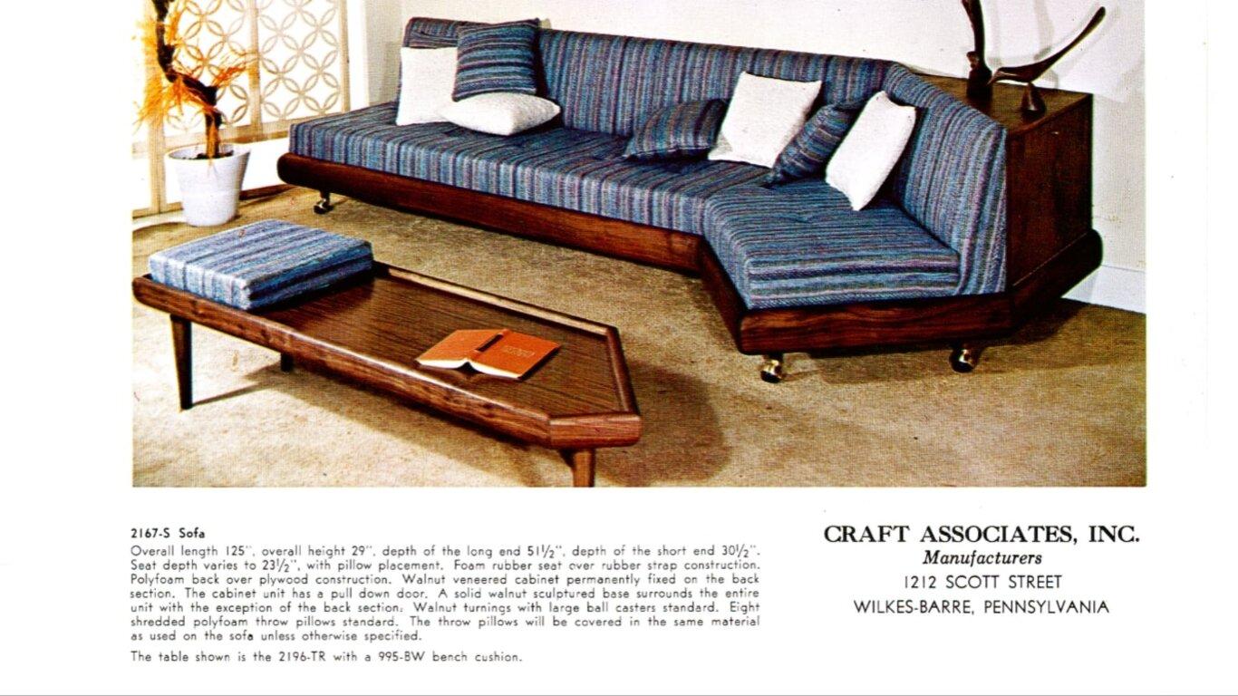 2167S Platform Boomerang Sofa by Adrian Pearsall in Jack Lenor Larsen Fabric 60s For Sale 13