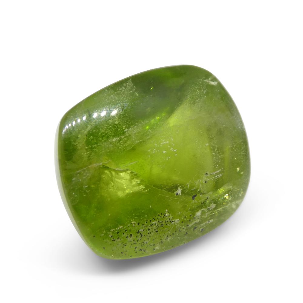 21.68ct Cushion Sugarloaf Cabochon Yellow-Green Peridot from Sapat Gali, Pakista For Sale 7