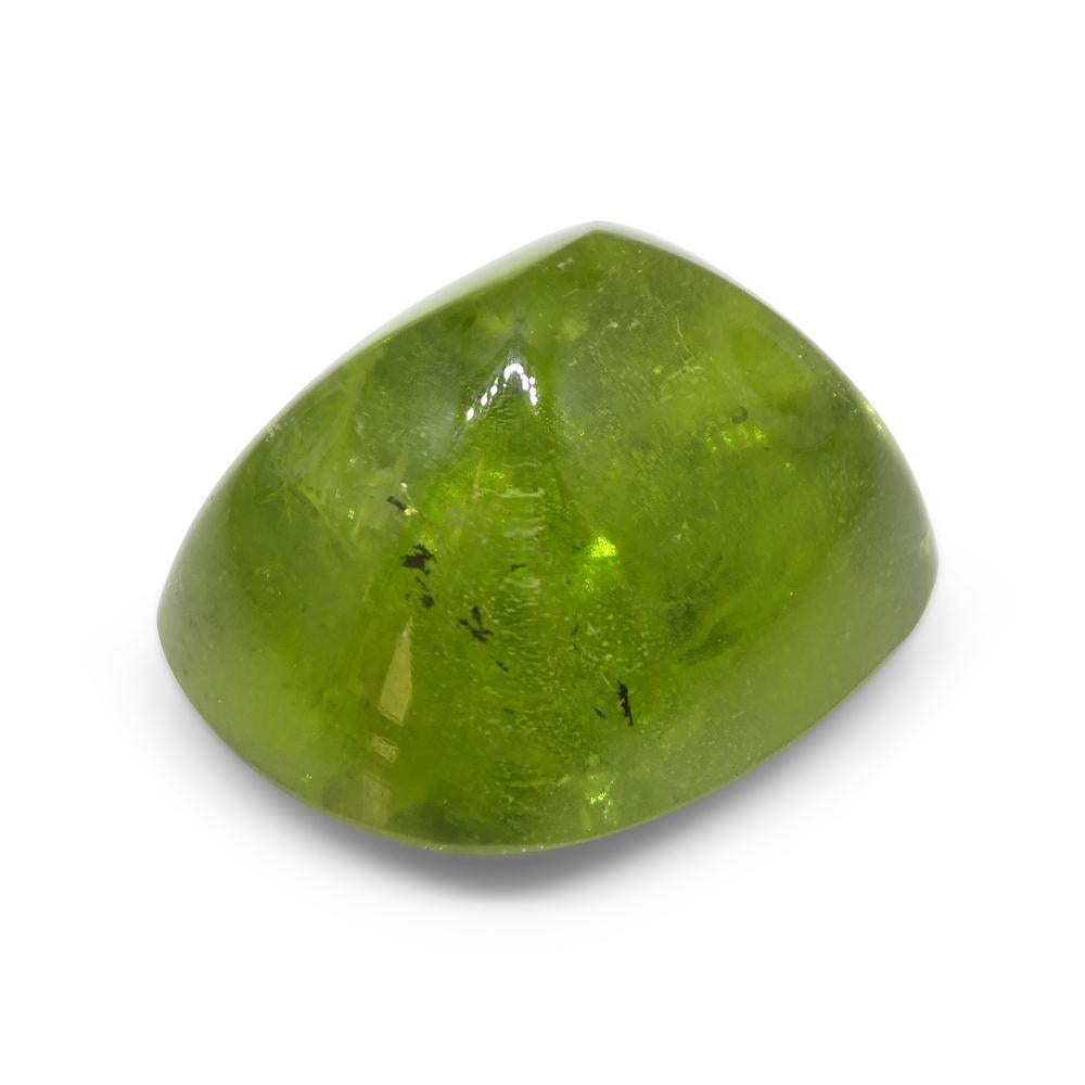 21.68ct Cushion Sugarloaf Cabochon Yellow-Green Peridot from Sapat Gali, Pakista In New Condition For Sale In Toronto, Ontario