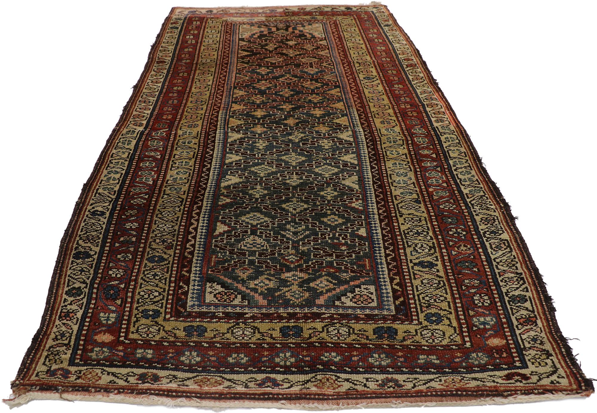 Hand-Knotted Antique Caucasian Shirvan Rug with Tribal Style For Sale