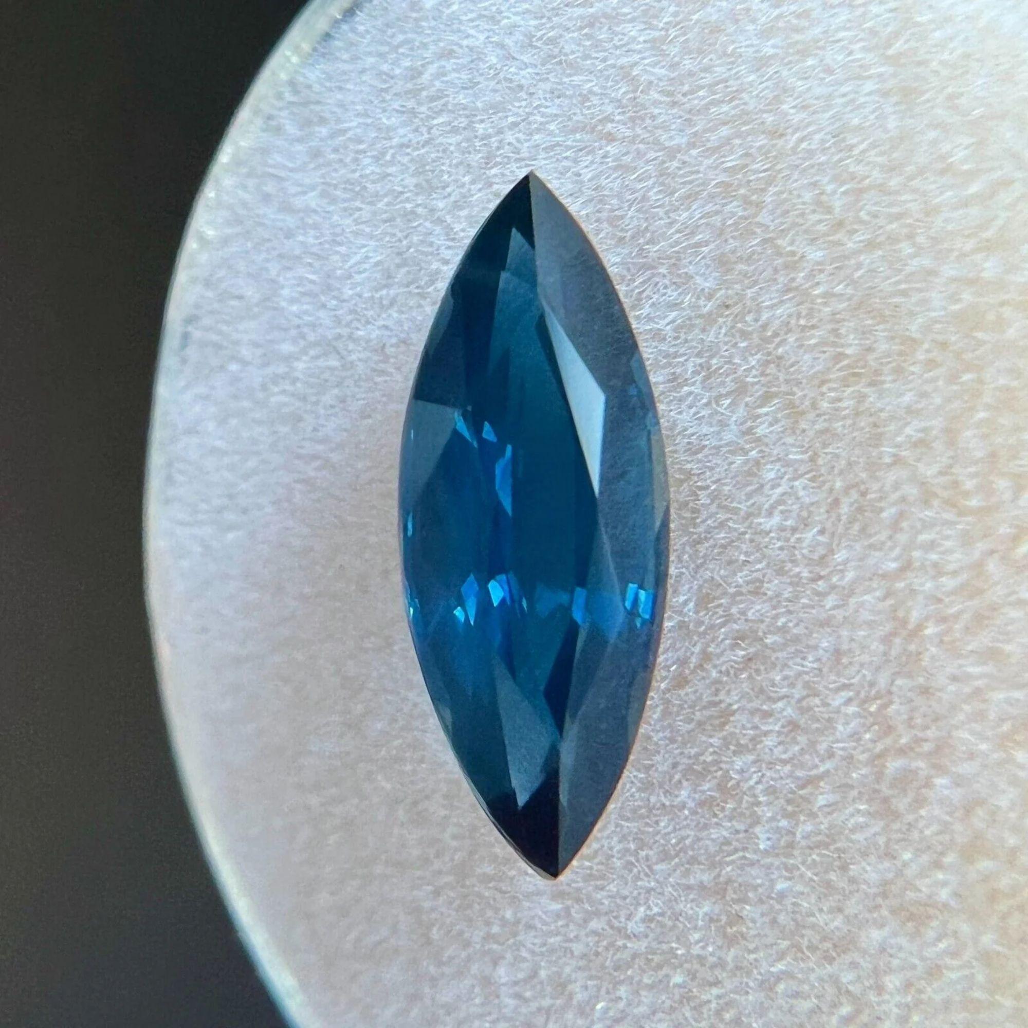 2.16 Carat AIG Certified Vivid Blue Sapphire Marquise Cut Rare Loose Gem In New Condition For Sale In Birmingham, GB