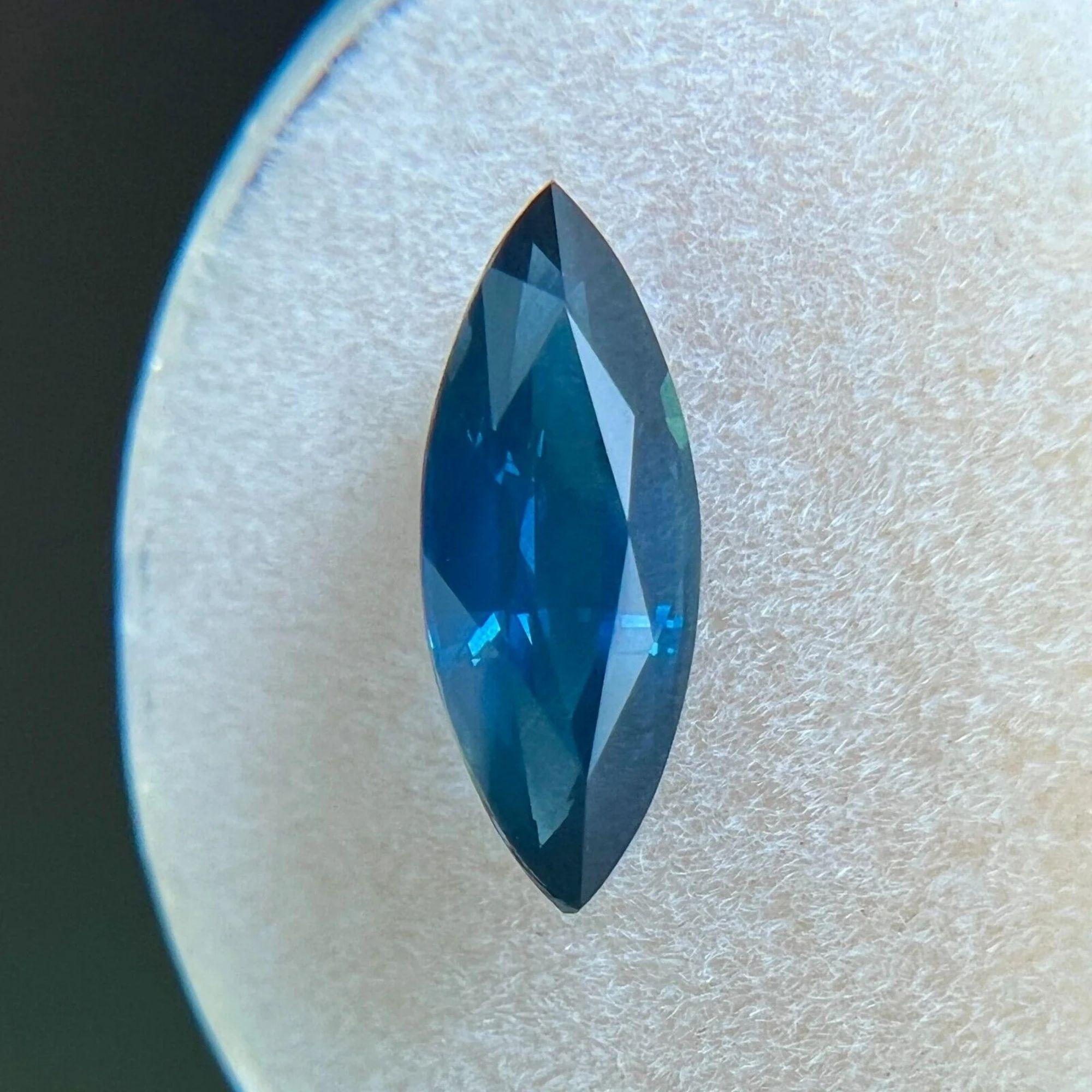 Women's or Men's 2.16 Carat AIG Certified Vivid Blue Sapphire Marquise Cut Rare Loose Gem For Sale