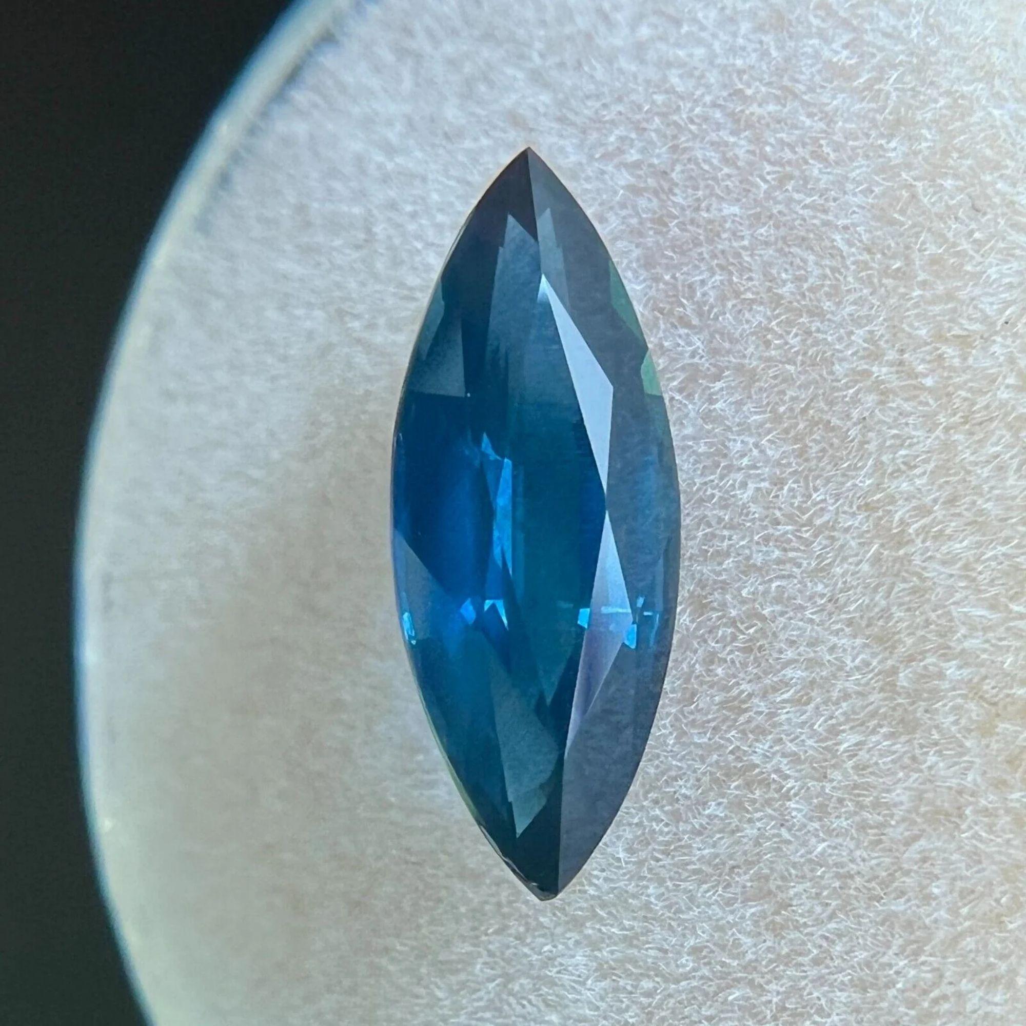 2.16 Carat AIG Certified Vivid Blue Sapphire Marquise Cut Rare Loose Gem For Sale 1