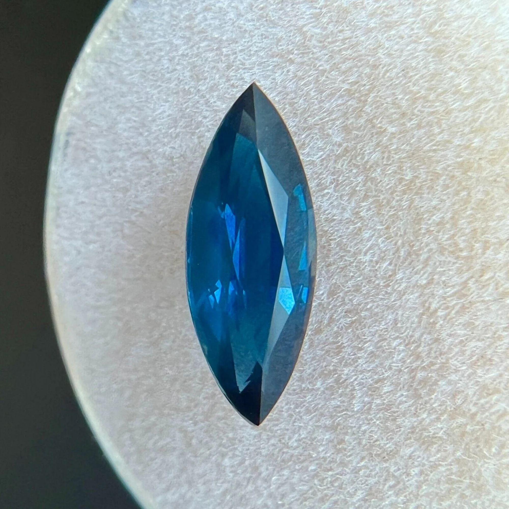 2.16 Carat AIG Certified Vivid Blue Sapphire Marquise Cut Rare Loose Gem For Sale 3