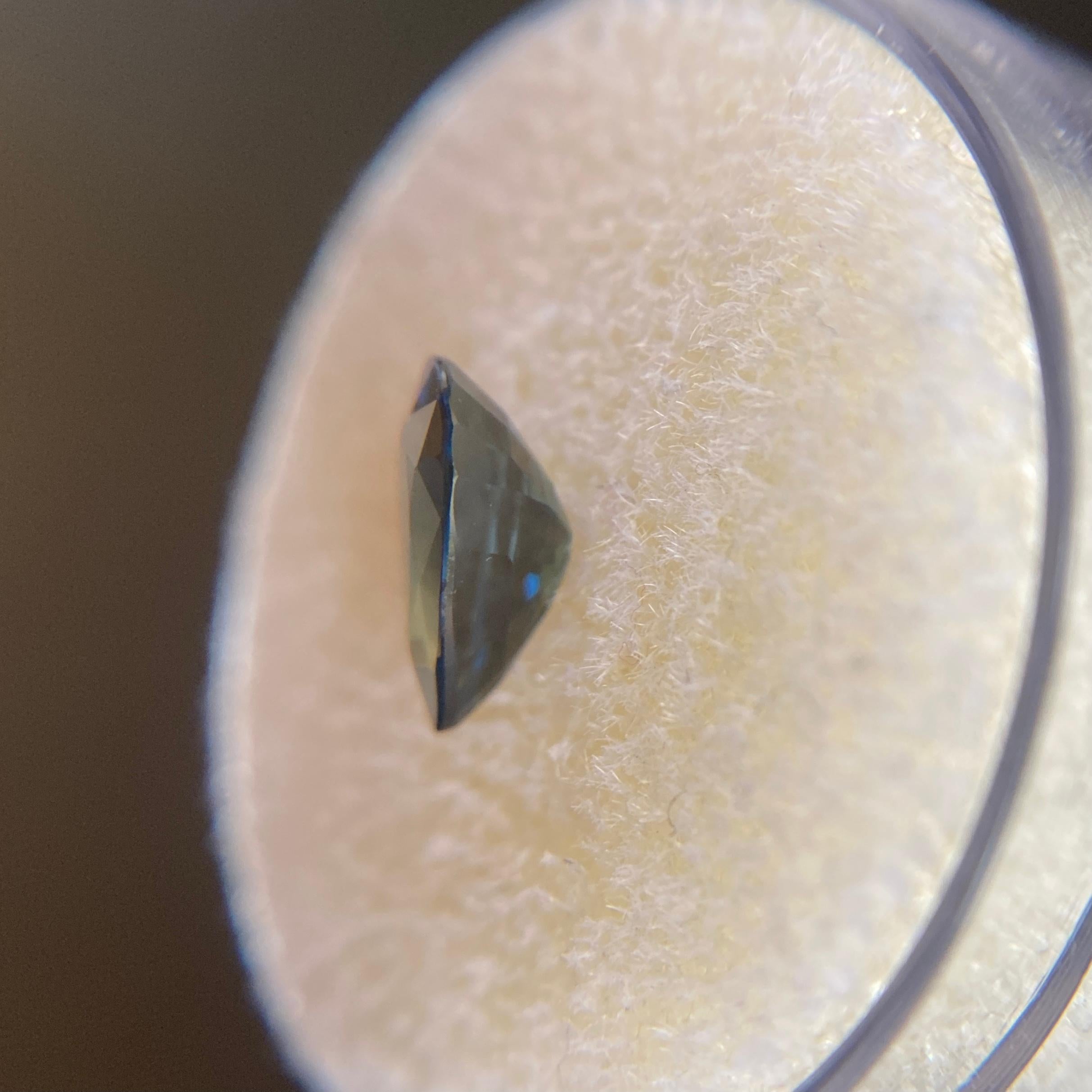 Australian Deep Green Blue Sapphire 1.46ct Pear Teardrop Cut Rare Gem 7