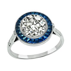 2.16ct Diamond Sapphire Halo Engagement Ring