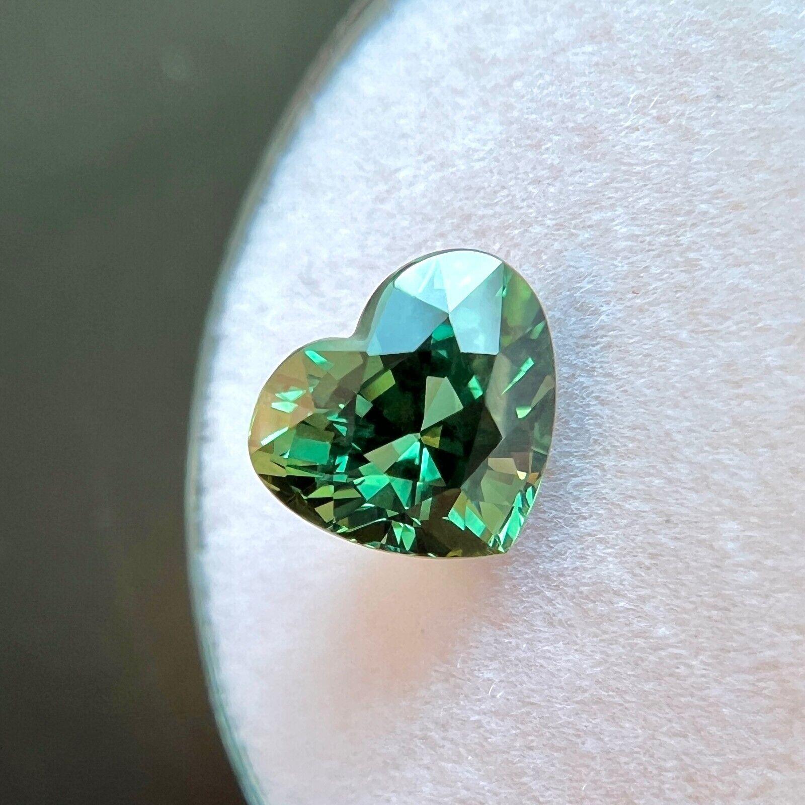2,16 ct Zafiro natural verde vivo certificado por el GIA Gema rara australiana talla corazón Corte de corazón en venta