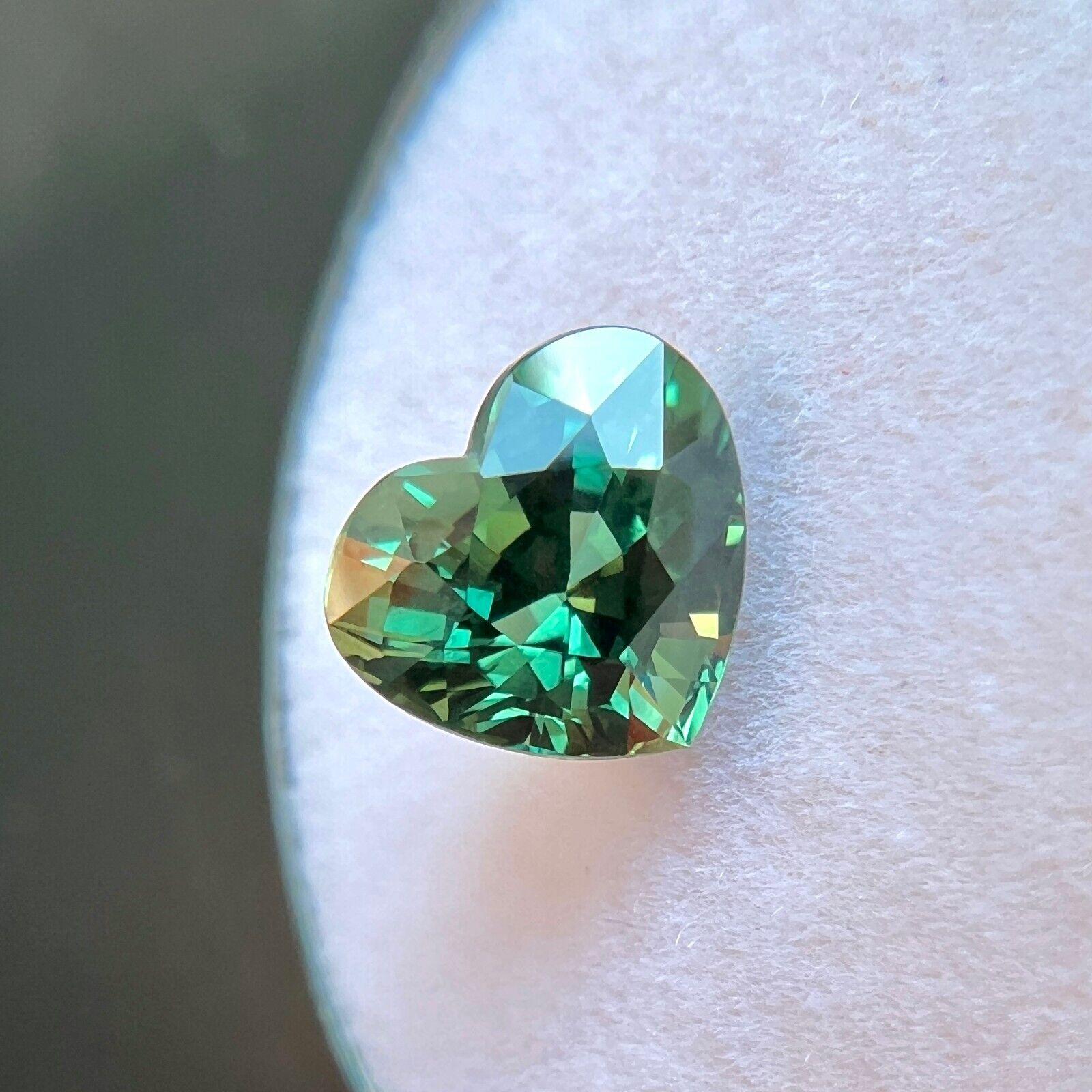 2,16 ct Zafiro natural verde vivo certificado por el GIA Gema rara australiana talla corazón en venta 1