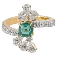 2,16ct Green Lab Diamond Cushion Cluster Ring 14K Gelbgold Jahrestag Ring