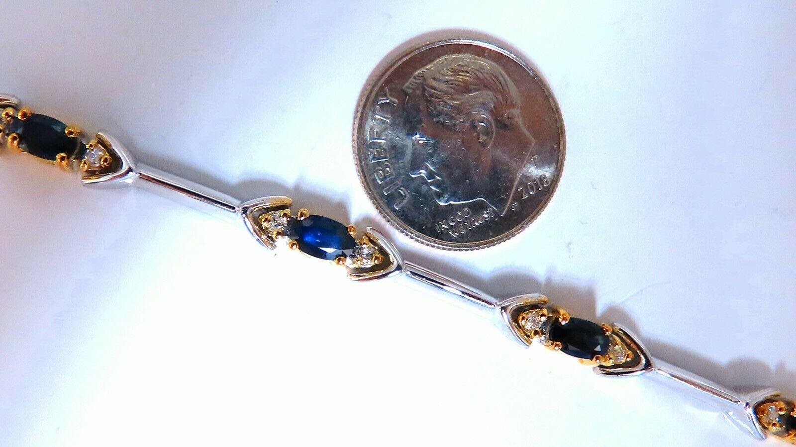 2,16 Karat natürlicher Saphir Diamanten abwechselnd Armband 14 Karat Gliederarmband im Zustand „Neu“ im Angebot in New York, NY