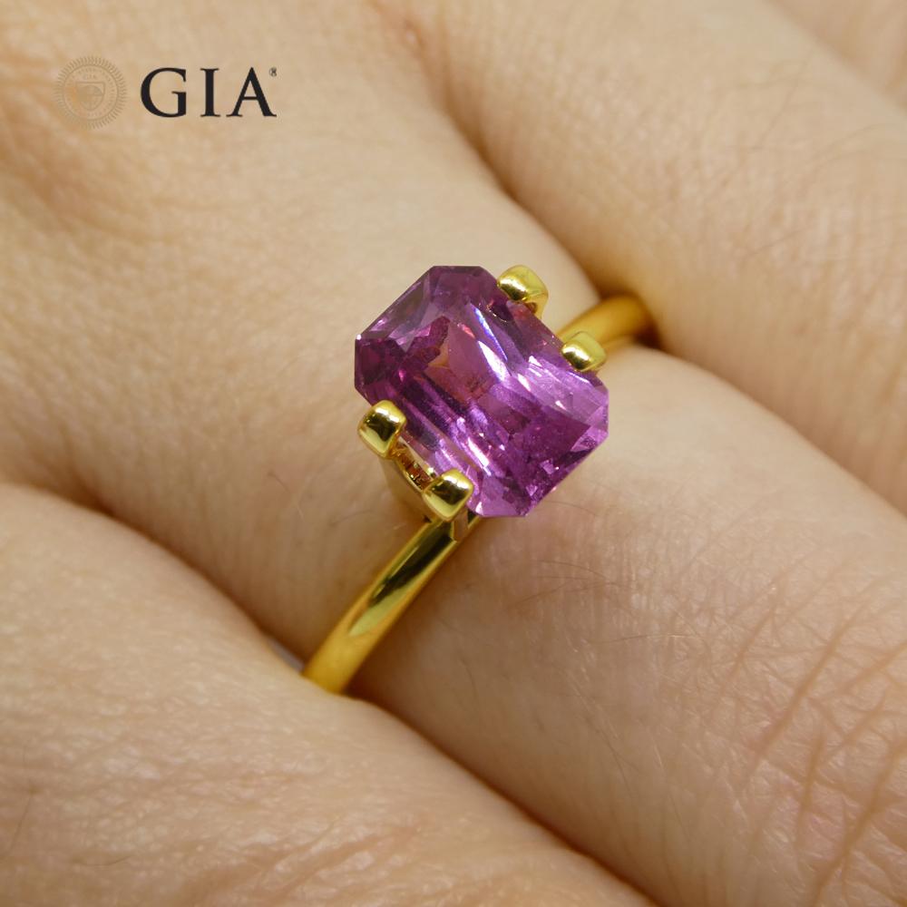 2,16 Karat achteckiger lila-Rosa Saphir GIA zertifiziert Madagaskar (Brillantschliff)
