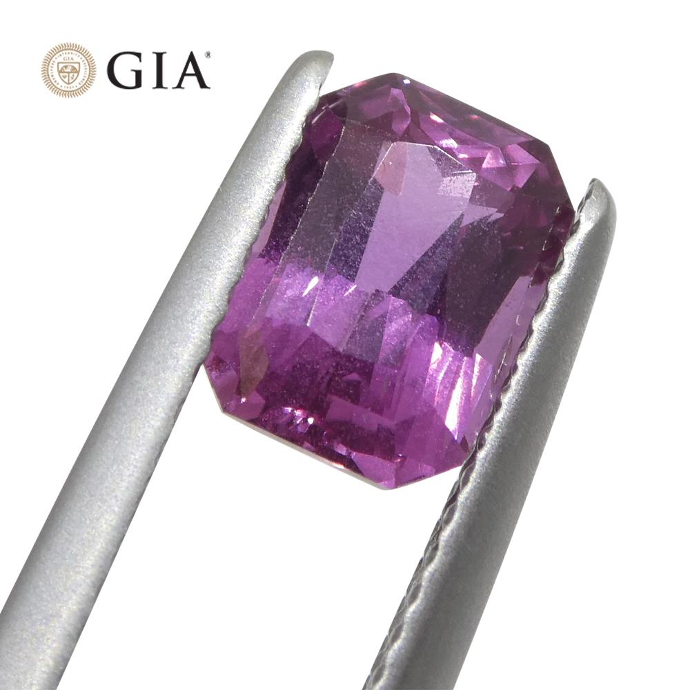 Contemporary 2.16 Carat Octagonal Purple-Pink Sapphire GIA Certified Madagascar For Sale