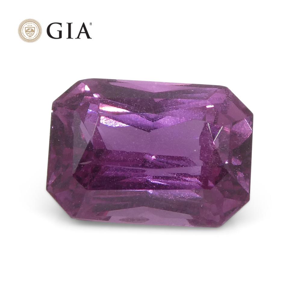 Women's or Men's 2.16 Carat Octagonal Purple-Pink Sapphire GIA Certified Madagascar For Sale