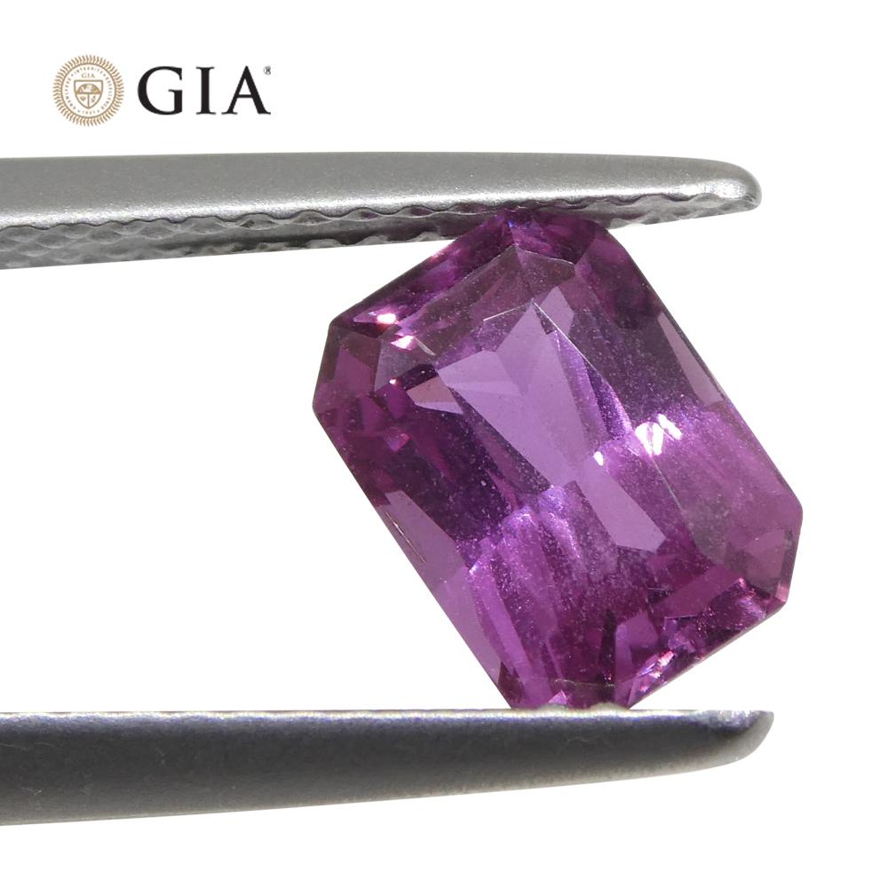 2.16 Carat Octagonal Purple-Pink Sapphire GIA Certified Madagascar For Sale 1