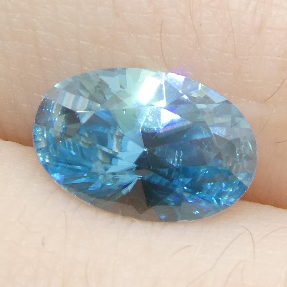 2.16ct Natural Earth Mined Oval Master Brilliant Cut Blue Zircon from Cambodia For Sale 7