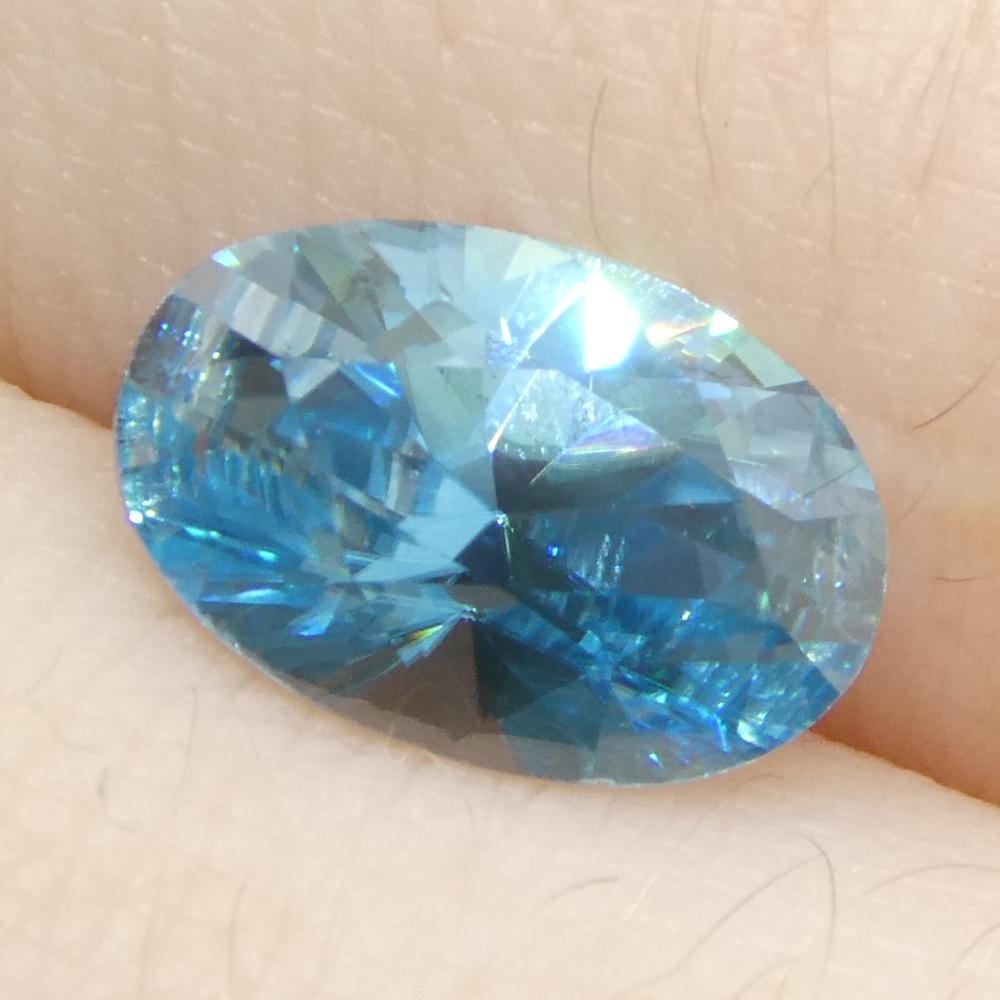 2.16ct Natural Earth Mined Oval Master Brilliant Cut Blue Zircon from Cambodia For Sale 8