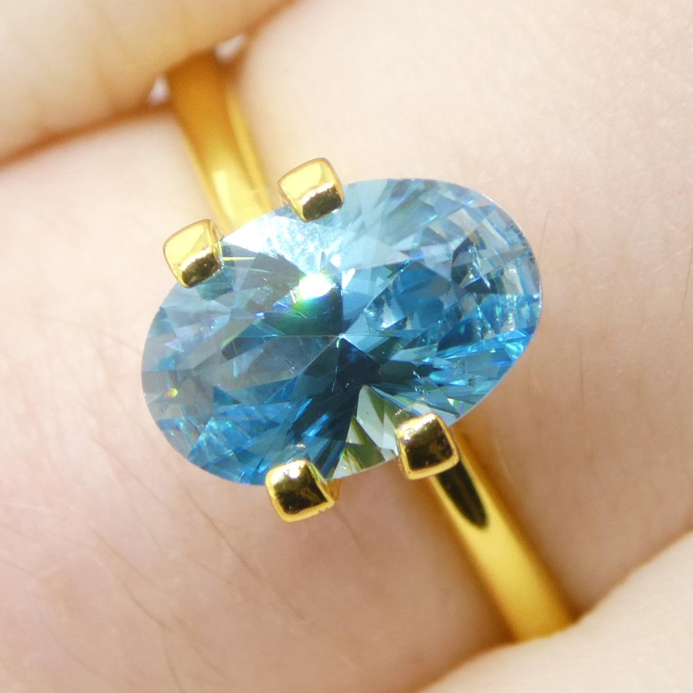 2.16ct Natural Earth Mined Oval Master Brilliant Cut Blue Zircon from Cambodia For Sale 9