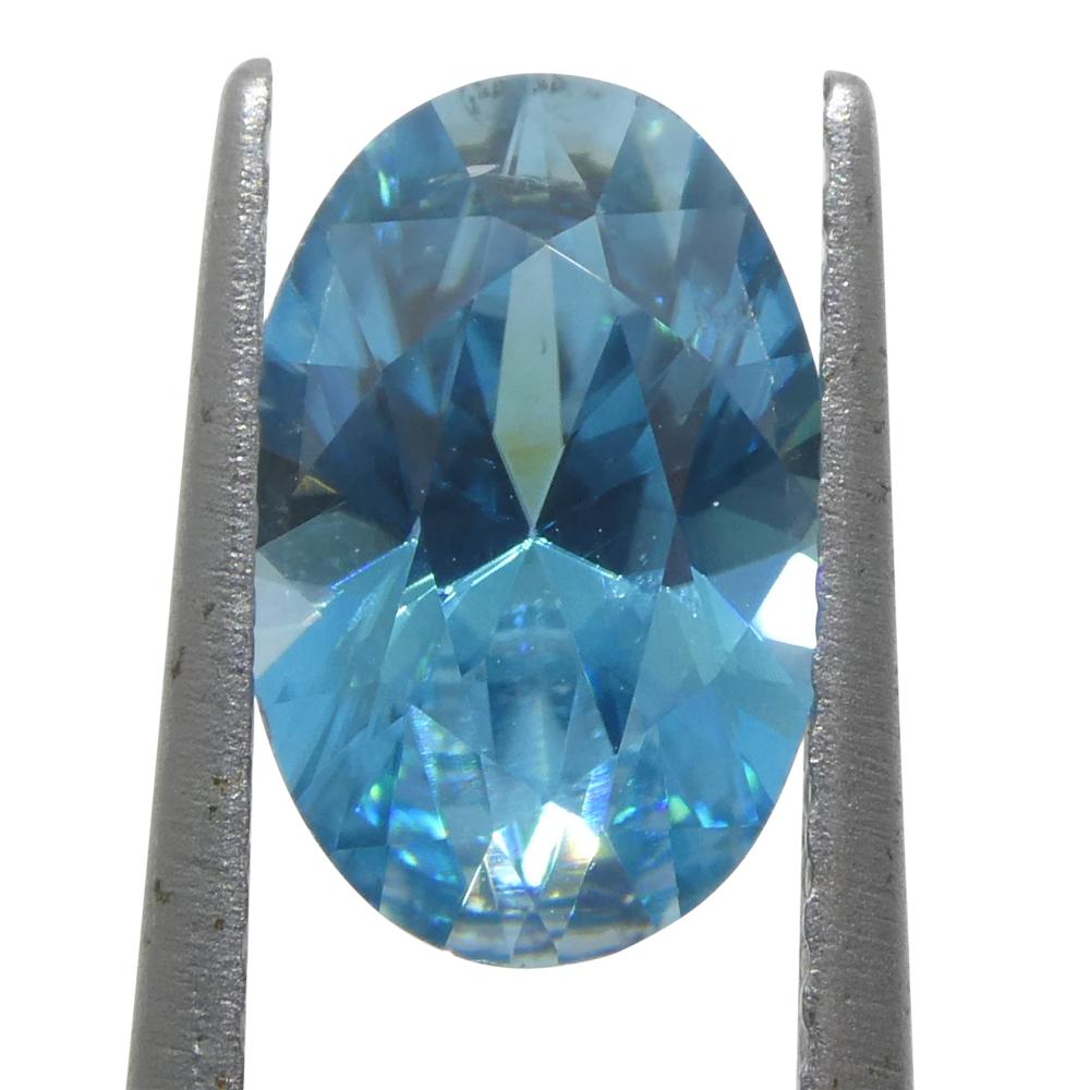 2.16ct Natural Earth Mined Oval Master Brilliant Cut Blue Zircon from Cambodia For Sale 10