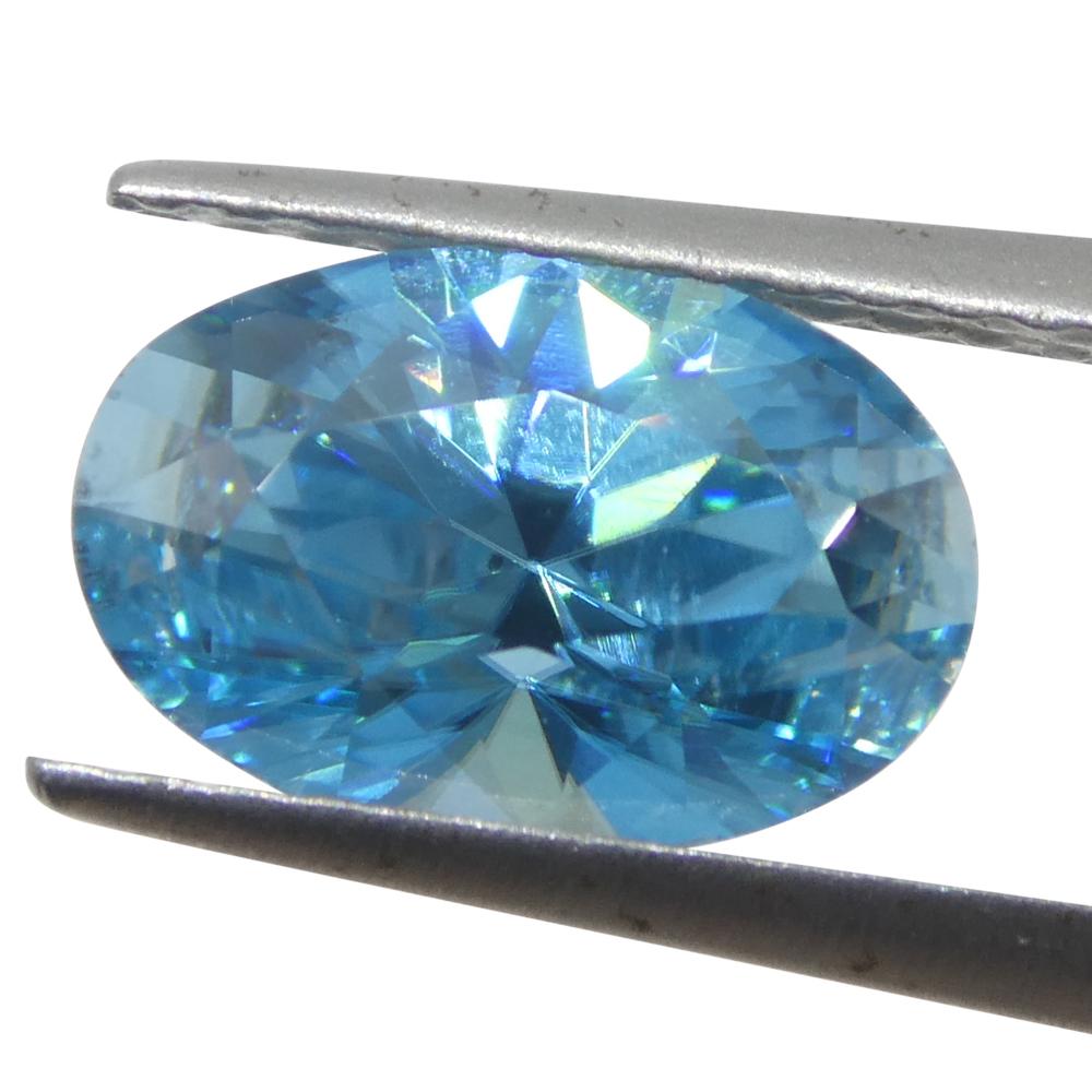 Women's or Men's 2.16ct Natural Earth Mined Oval Master Brilliant Cut Blue Zircon from Cambodia For Sale
