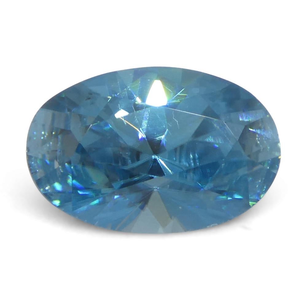 2.16ct Natural Earth Mined Oval Master Brilliant Cut Blue Zircon from Cambodia For Sale 1