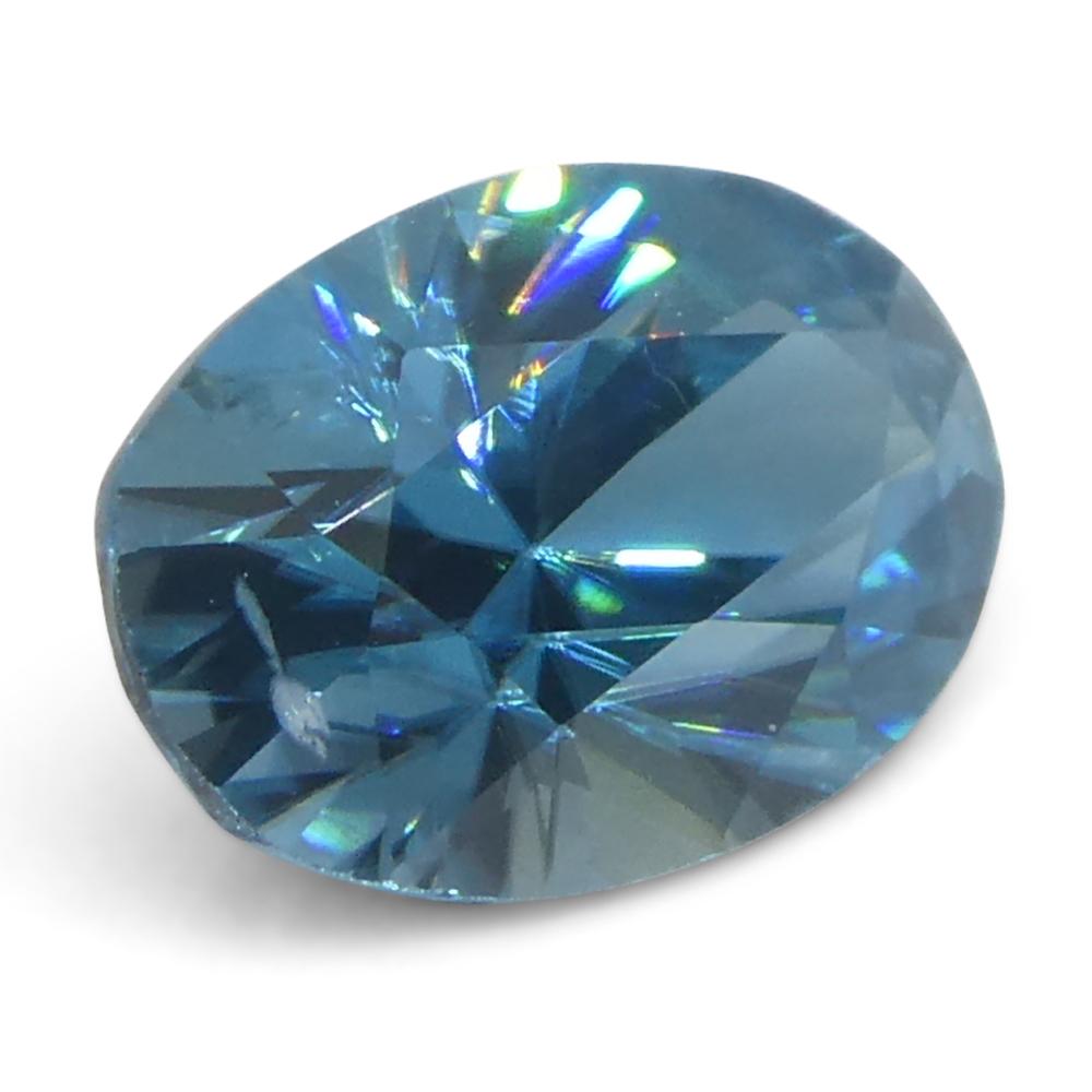 2.16ct Natural Earth Mined Oval Master Brilliant Cut Blue Zircon from Cambodia For Sale 2
