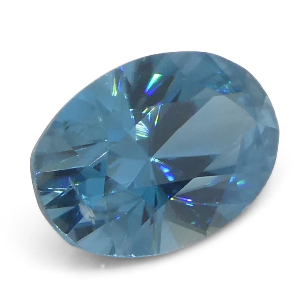 2.16ct Natural Earth Mined Oval Master Brilliant Cut Blue Zircon from Cambodia For Sale 4