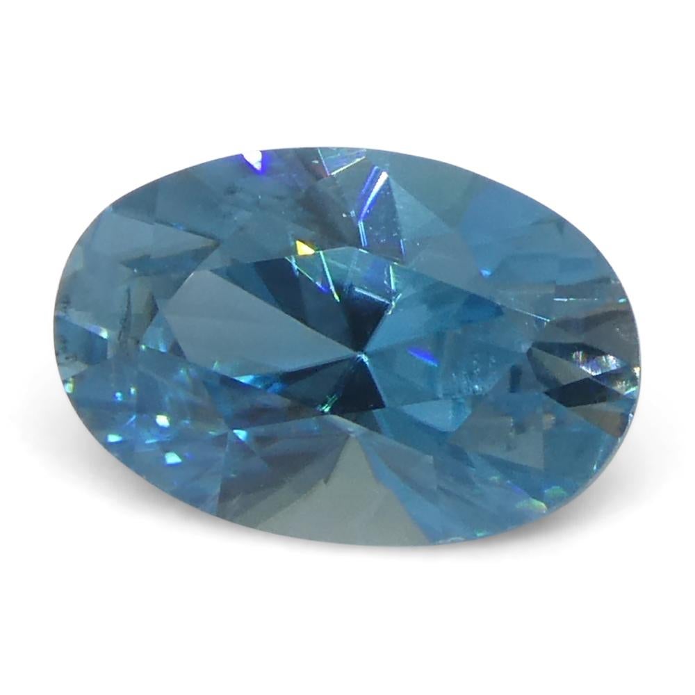 2.16ct Natural Earth Mined Oval Master Brilliant Cut Blue Zircon from Cambodia For Sale 5