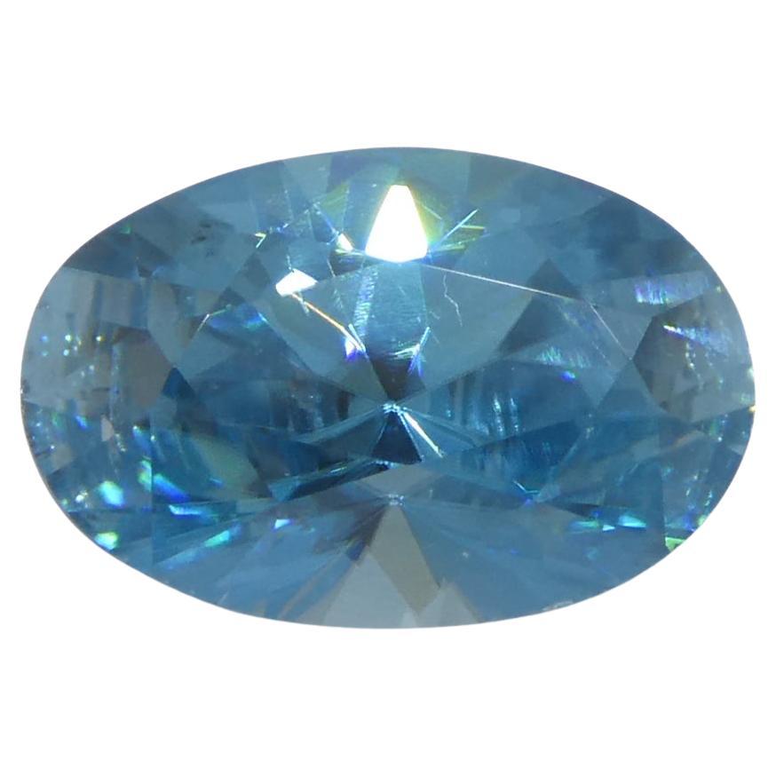 Zircone blu ovale taglio Brilliante da 2.16 carati, estratto dalla terra, proveniente dalla Cambogia