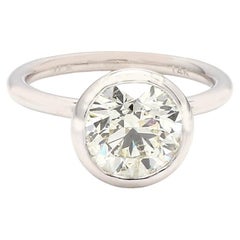 Anello solitario con castone di diamanti tondi e brillanti da 2,16 carati