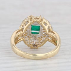 2.16ctw Emerald Diamond Halo Ring 18k Yellow Gold Size 8 Cocktail