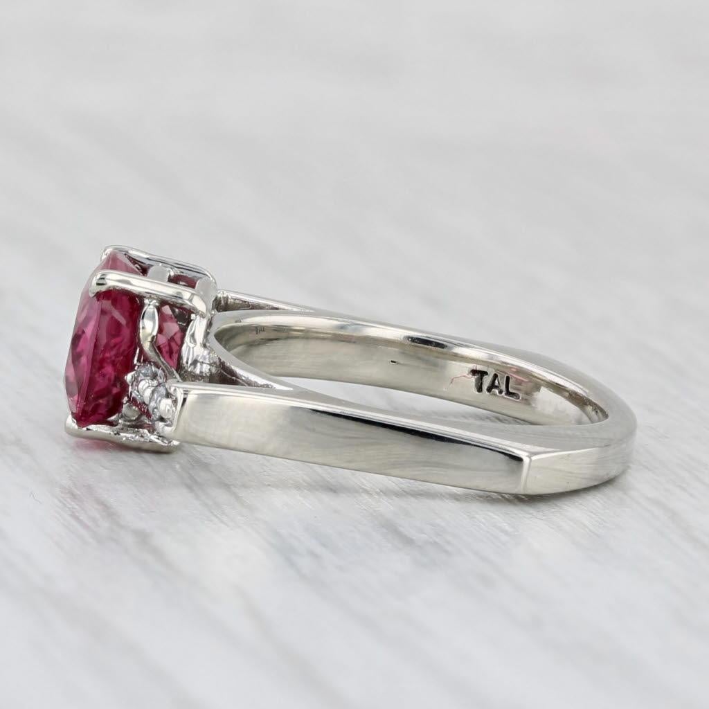 Gemstone Information:
- Natural Tourmaline -
Carats - 2.10ct 
Cut - Oval Brilliant
Color - Pink 

- Natural Diamonds -
Total Carats - 0.06ctw
Cut - Round Brilliant
Color - G - H
Clarity - I1 - I2

Metal: 14k White Gold
Weight: 4.8 Grams 
Stamps: