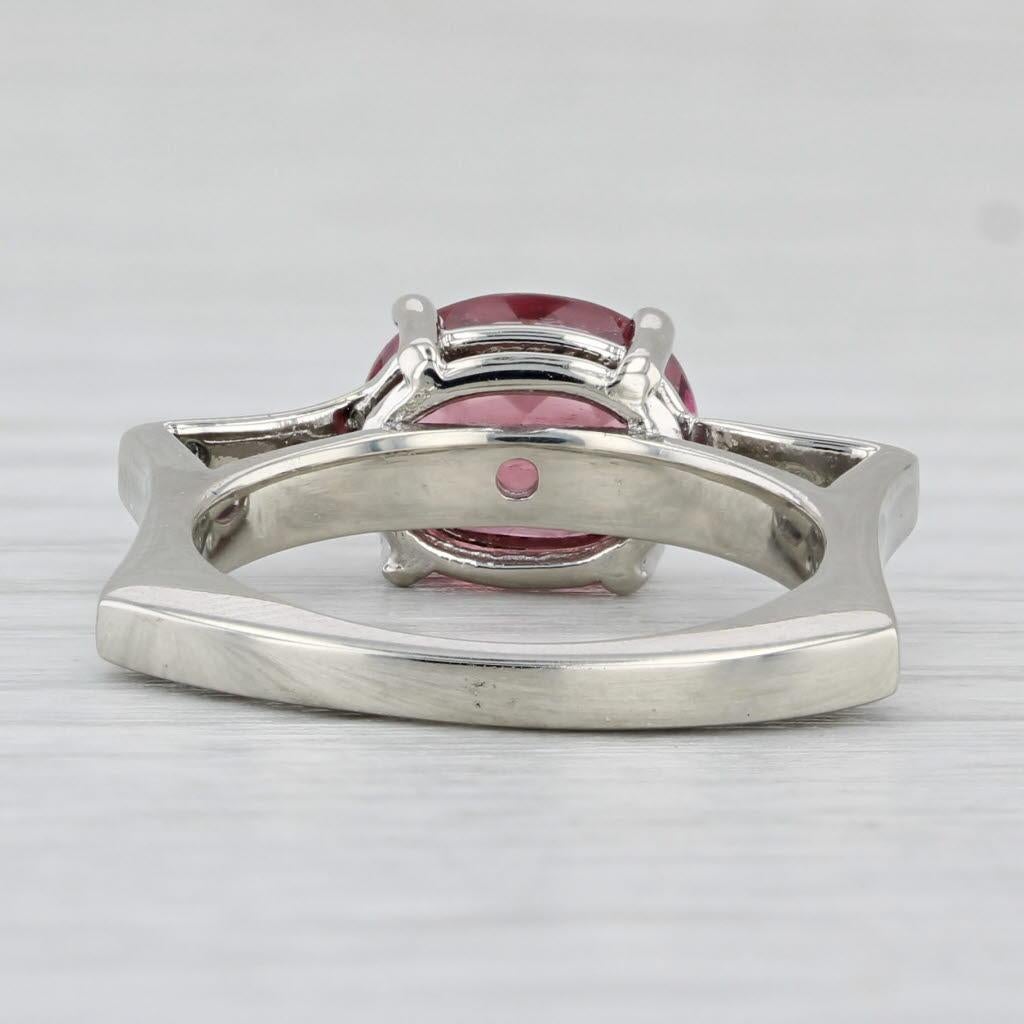 Oval Cut 2.16ctw Pink Tourmaline Diamond Ring 14k White Gold Size 6 Unique Design For Sale