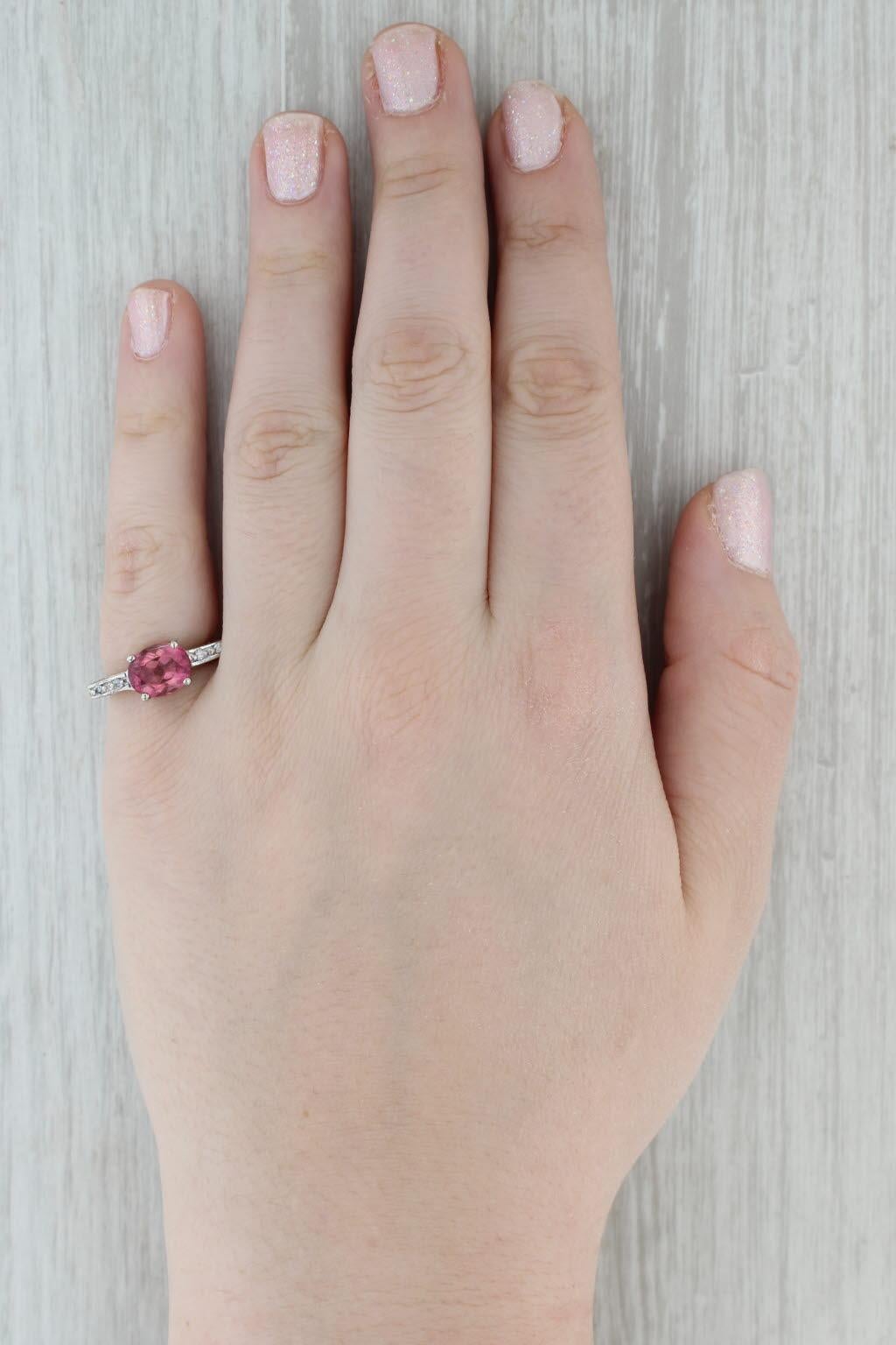 2.16ctw Pink Tourmaline Diamond Ring 14k White Gold Size 6 Unique Design For Sale 4