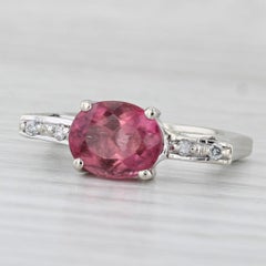 2.16ctw Pink Tourmaline Diamond Ring 14k White Gold Size 6 Unique Design