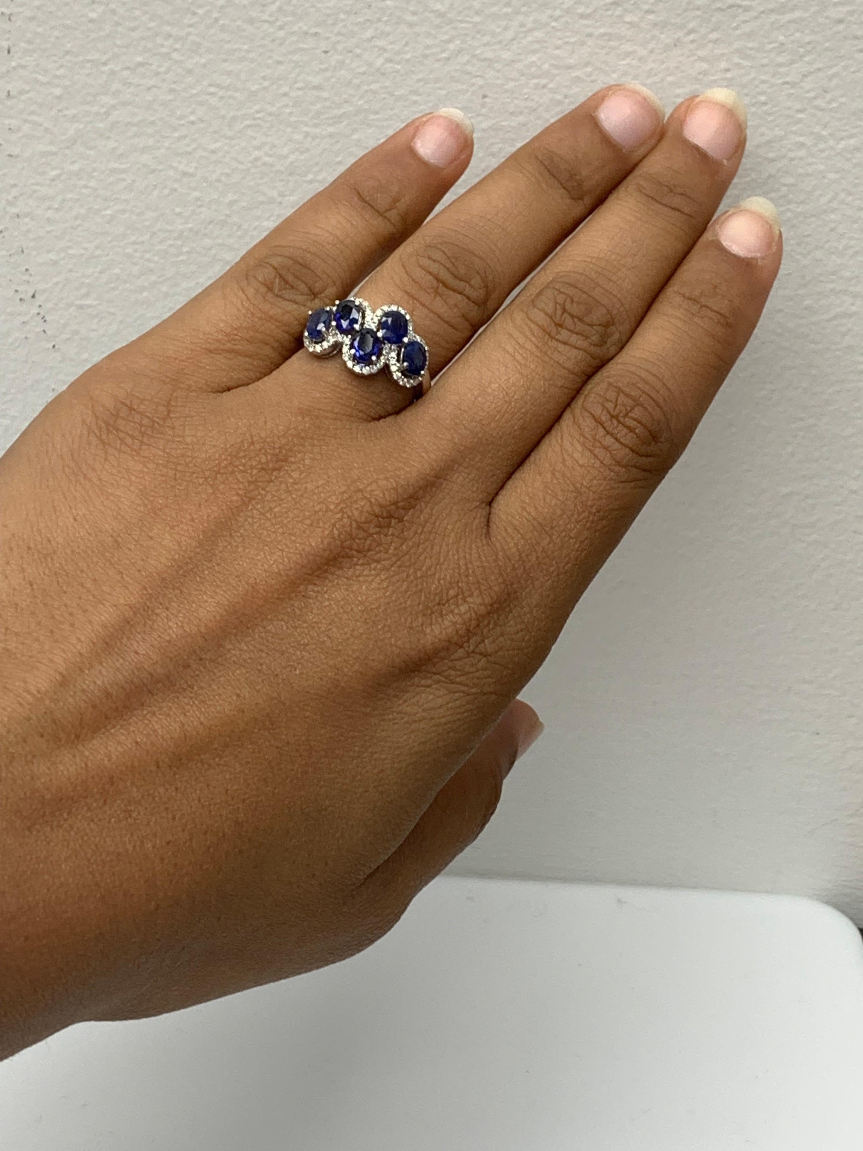 2.17 Carat Blue Sapphire and Diamond Cocktail Ring in 18K White Gold For Sale 4