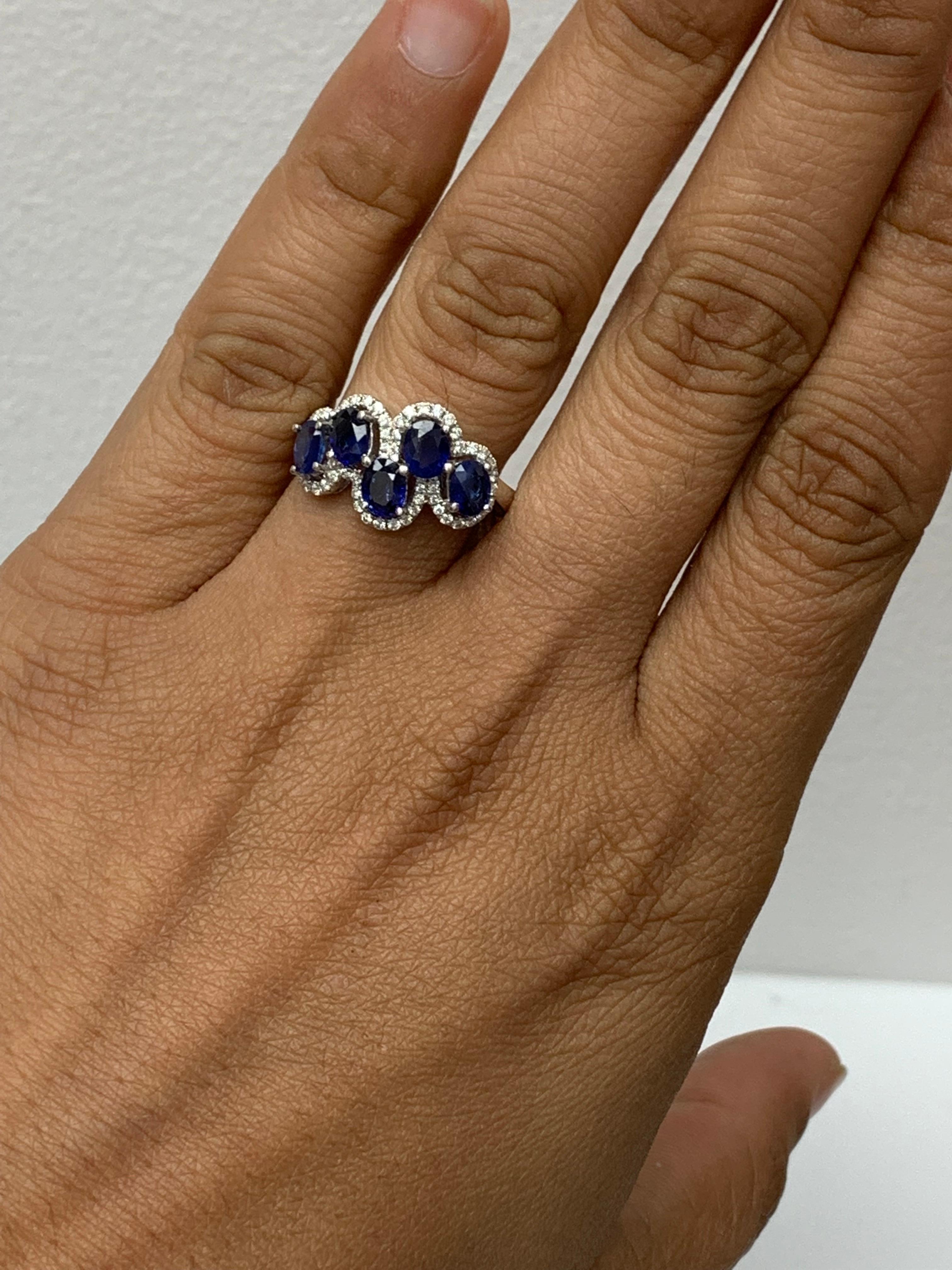 2.17 Carat Blue Sapphire and Diamond Cocktail Ring in 18K White Gold For Sale 3