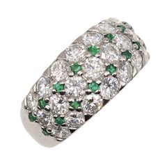 2.17 Carat Diamond Emerald Platinum Wide Band Ring