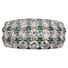 2.17 Carat Diamond Emerald Platinum Wide Band Ring
